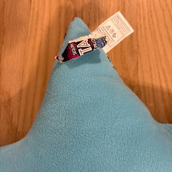 Star Sequin Reversible Plush Pillow Blue Silver NEW - Picture 7 of 7